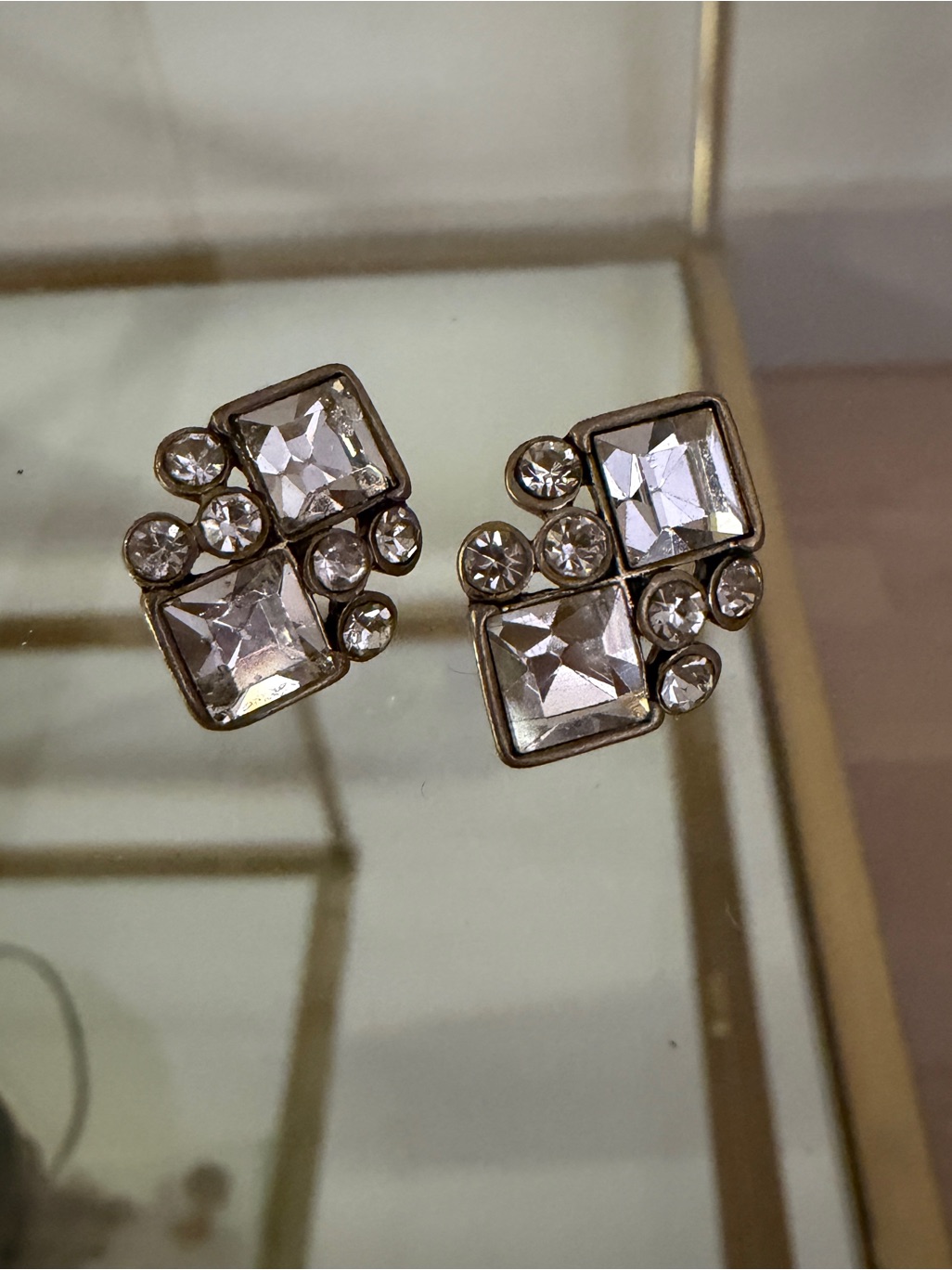 Crystal Cluster Stud Earrings  Clear Crystal